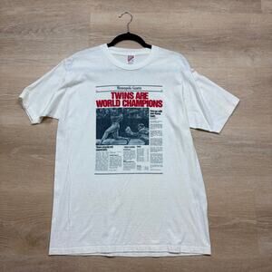 Vintage Jerzees Single Stitch Mineesota Twins Tee Unisex L Color White/Off-White